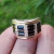 Anillo Plata Y Oro 4 Hileras Baguette Piedra Negra cod1207