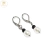 Aros Acero Colgante Brisura con Bolita Negra Y Perla cod3953 - comprar online