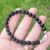 Pulsera Plata Piedras Naturales Obsidiana Opaca Hombre cod4198 en internet