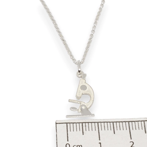 Cadena Plata + Dije Plata Microscopio Laboratorio Bioquimico cod4243