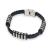Pulsera Hombre Acero Simil Cuero Negro Trenzado cod4281