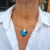 Cadena Plata Groumet + Dije Swarovski Corazon Azul Bermuda Blue 28 mm cod4415 - ByMariana