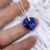 Imagen de Cadena Plata + Dije Corazon Cristal Swarovski Heliotrope Violeta 18 mm cod4510