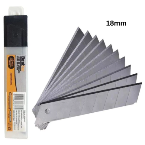 Kit Jogo Lamina Para Estilete Largo 18mm Com 10 Peças