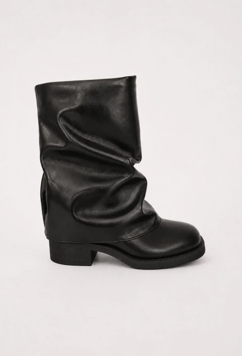 Maisa - Bota Slouchy Cano Baixo Salto Baixo Feminina Napa Preto - comprar online