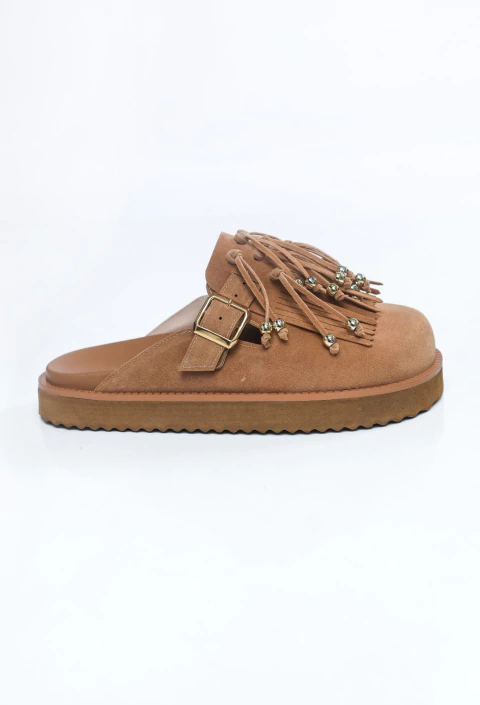 Soraia - Clog 2 em 1 Clássico com Fivela Feminina Camurça Bege - comprar online