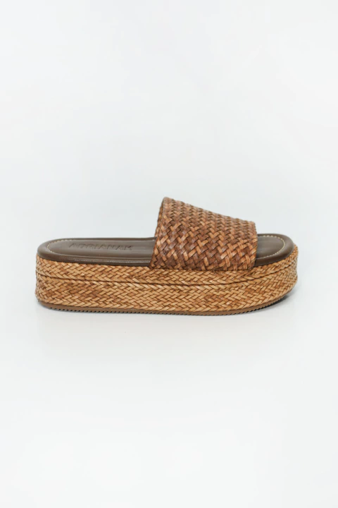 Ember - Papete Plataforma Tramado Feminino Caramelo - comprar online