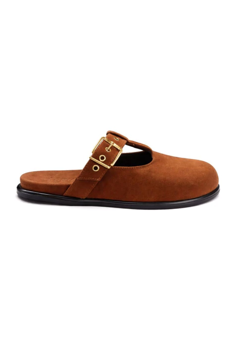 Cintia - Clog Clássico em Camurça Feminina Caramelo - comprar online