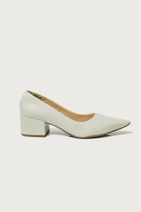 Leila - Scarpin Salto Bloco Baixo Feminino Off white - comprar online