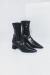 Megan - Bota Stretch Cano Baixo Bico Fino Salto Grosso Preto - loja online