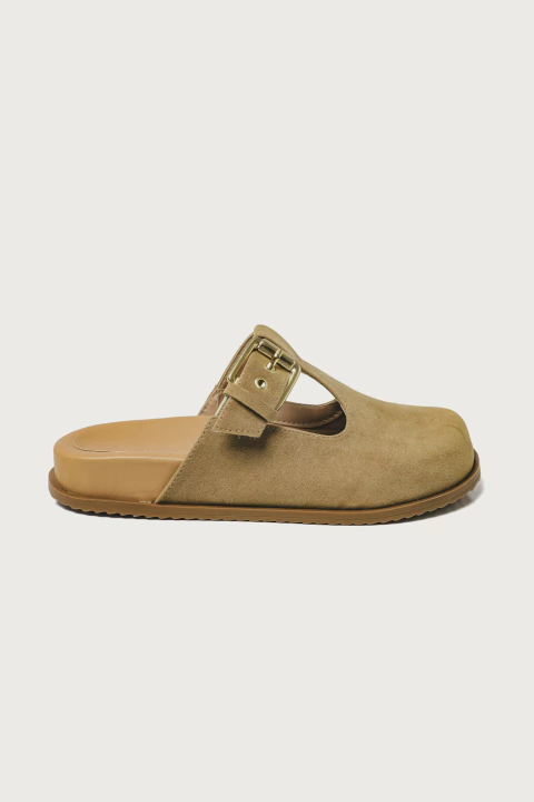 Larissa – Clog em Camurça Bege - comprar online