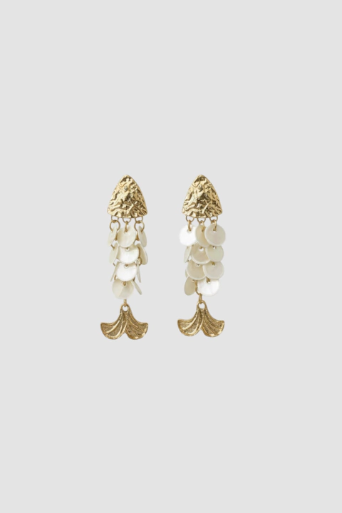 Paty - Brinco Grande Design Paetes Feminino Branco