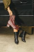 Megan - Bota Stretch Cano Baixo Bico Fino Salto Grosso Preto - comprar online