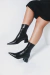 Megan - Bota Stretch Cano Baixo Bico Fino Salto Grosso Preto - comprar online