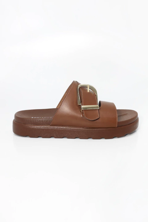 Margot - Papete Flatform Clássica Fivela Feminina Marrom