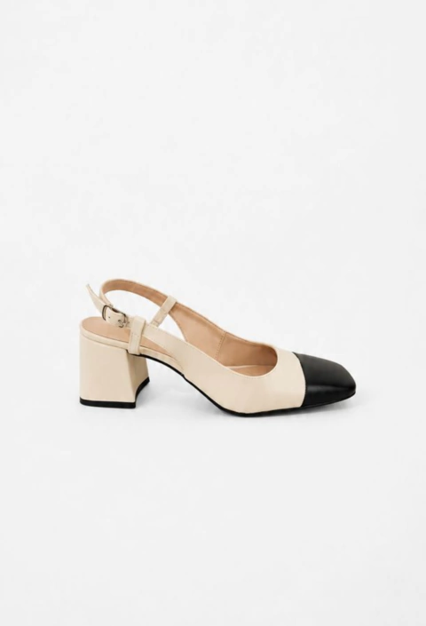 Lucia - Scarpin Salto Bloco Feminino Napa Off White - comprar online