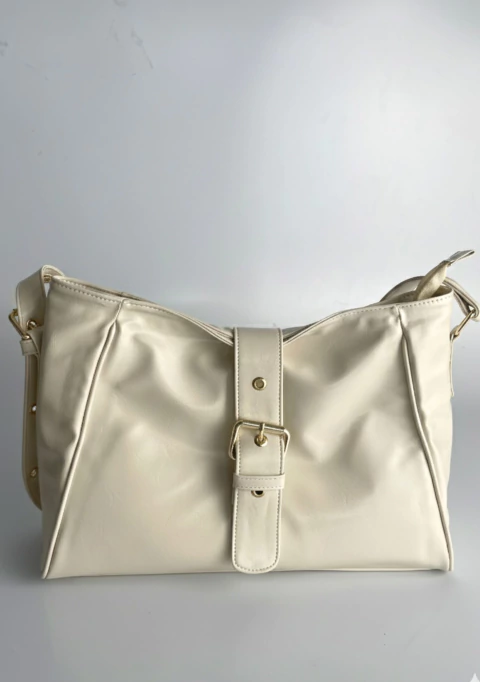 Flora Bolsa Grande com Fivela em Napa Off White - comprar online