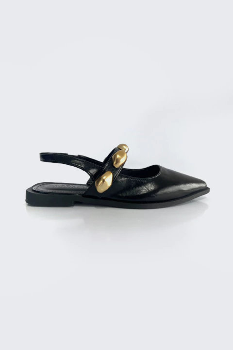 Atena - Sapatilha Sling Back com Esferas Orgânicas Feminino Preto