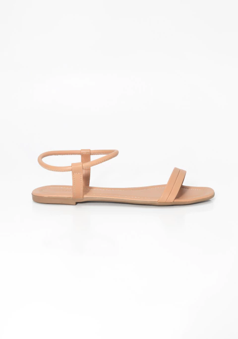 Jade - Sandália Rasteira Tiras Elástica Feminina Bege - comprar online