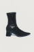 Megan - Bota Stretch Cano Baixo Bico Fino Salto Grosso Preto