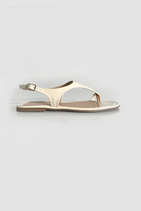 Silvia - Sandália Rasteira Dedo Feminina Off White