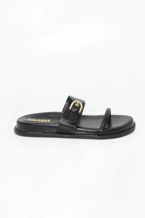 Simone - Papete Tiras Fivela Clássica Feminina Preto