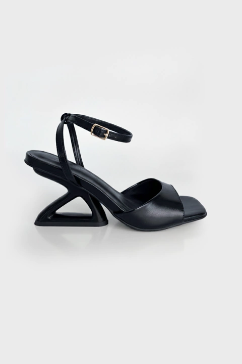 Mariane - Sandália Salto Orgânico Casual Feminino Preto