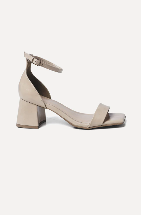 Marilia - Sandália Salto Bloco Classica Feminina Bege