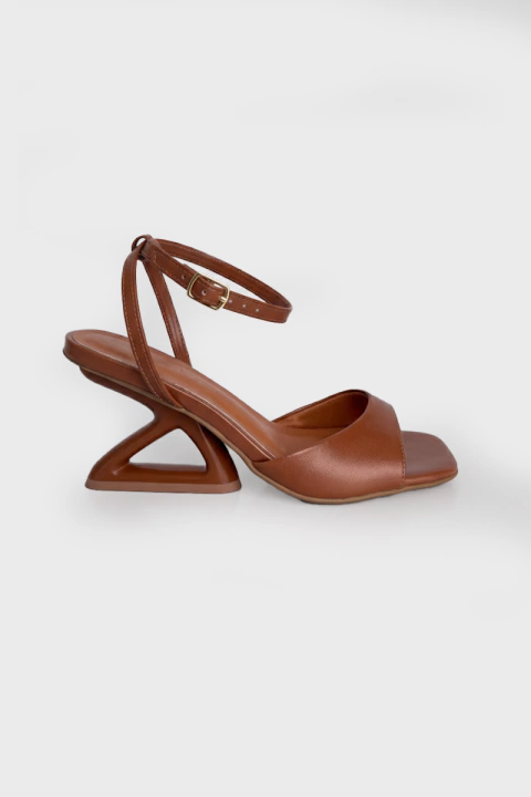 Mariane - Sandália Salto Orgânico Casual Feminino Caramelo - comprar online