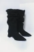 Susan - Bota Slouch Bico Fino Salto Grosso Camurça Preto - comprar online