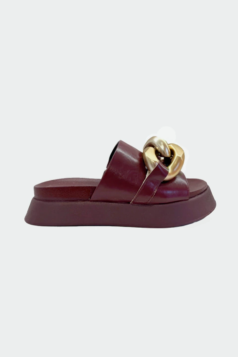 Lara - Papete Flatform Corrente Feminina Vinho - comprar online