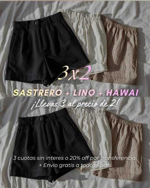 3x2 Shorts de Verano | Sastrero + Lino + Hawaii - comprar online