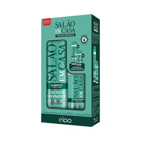 Eico Kit Shampoo + Condicionador Salão em Casa Cachos Definidos 800ml + 450ml