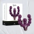 Vibrador Dildo Infarta Syntora de color púrpura con diseño de doble estimulación y caja de presentación.