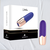 Bala vibradora para clítoris Vortex color violeta con detalles dorados junto a su caja blanca y negra de la marca Infarta