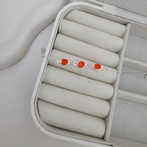 PULSEIRA 3 ZIRCONIAS LARANJA - comprar online