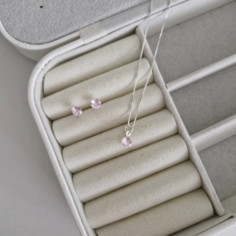 CONJUNTO REDONDO ROSA CLARO