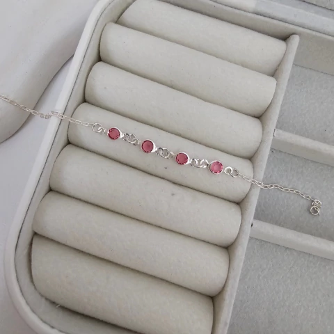 PULSEIRA QUATRO ZIRCONIAS ROSA - comprar online