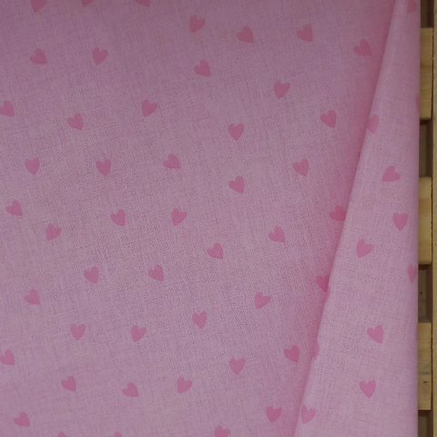 Tecido 100% algodão - Linha Criativa - Coração com Textura - Rosa
