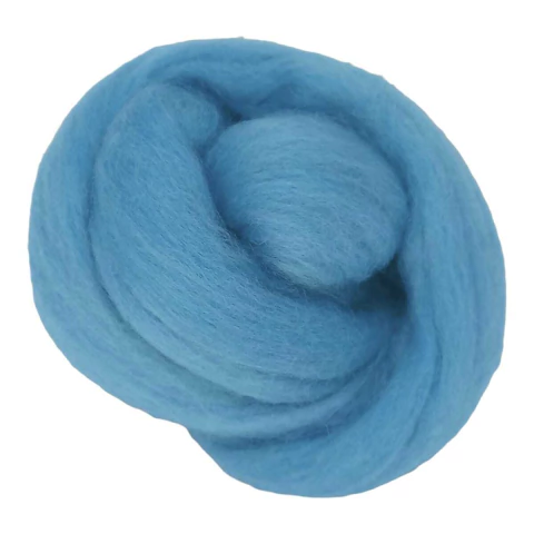 Lã natural de ovelha para feltragem - Turquesa Suave - meada com 50 gramas