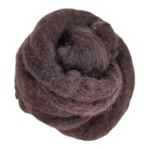 Lã natural de ovelha para feltragem - Castanho Escuro - meada com 50 gramas