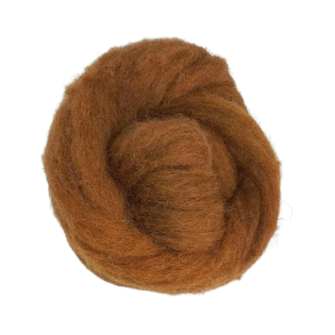 Lã natural de ovelha para feltragem - Marrom - meada com 50 gramas