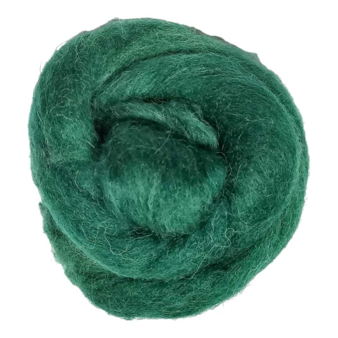 Lã natural de ovelha para feltragem - Verde Escuro - meada com 25 gramas