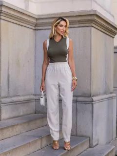 CALÇA VISCOLINHO DET PREGUINHA BARRA DEL AMO