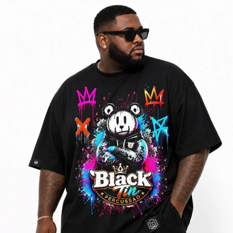 Camiseta Oversized Lovushka -Ursinho Black tin