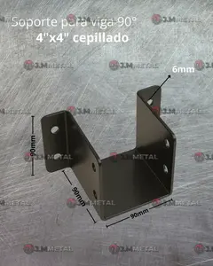 Soporte 4x4 Cepillado (Alas externas) - Jmmetal