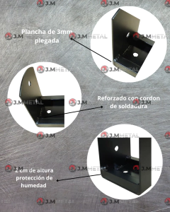 Base para pilar de madera 5x5 bruto - Jmmetal