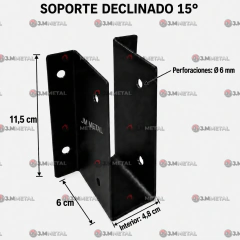 Soporte o fijación de madera 2x5 declinado 15° (1 Unidad) - comprar en línea