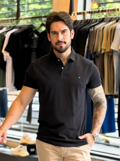POLO ARAMIS BASICA PIQUET PRETO