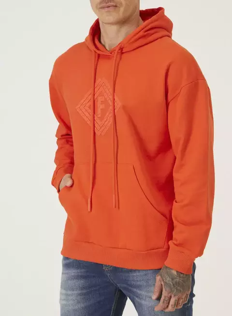 BLUSAO MOLETOM FORUM COM CAPUZ LARANJA NIVES